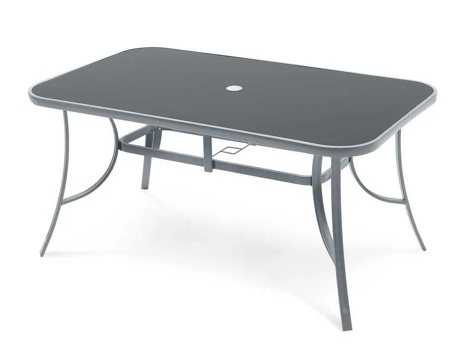 STÓŁ TARASOWY Stolik OGRODOWY Szklany NA Taras SZARY 150 cm Ogród