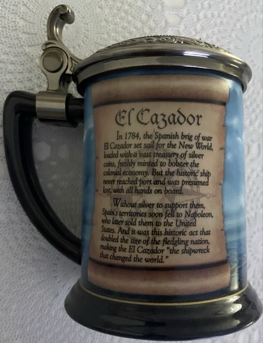 Kufel Franklin Mint El Cazador ze szczątkami statku