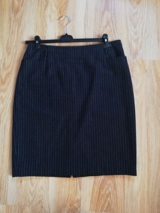 H&M spódniczka granatowa w drobne prążki