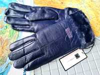 Nowe grube ocieplane rękawiczki zimowe damskie marki Code granat