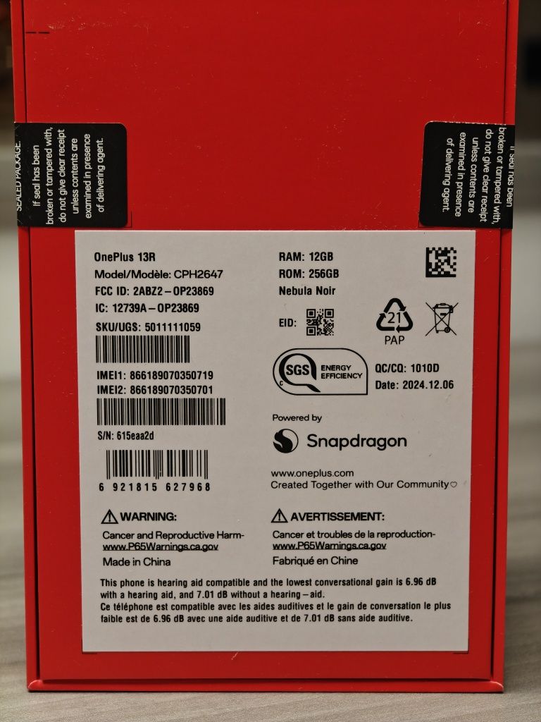 OnePlus 13r 12/256 Global CPH2647 (2 sim + eSIM)