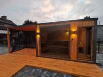 Sauna ogrodowa  premium 6,5m x 2m  Piec taras  miejsce na Jacuzzi