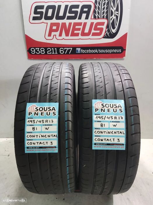 2 pneus semi novos 195-45r17 continental oferta dos portes 90 EUROS