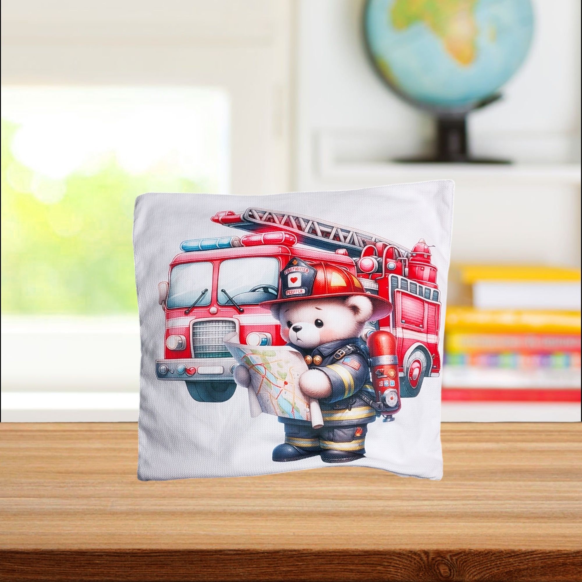 Poszewka na jasiek, poduszkę, wóz strażacki, miś z mapą, handmade