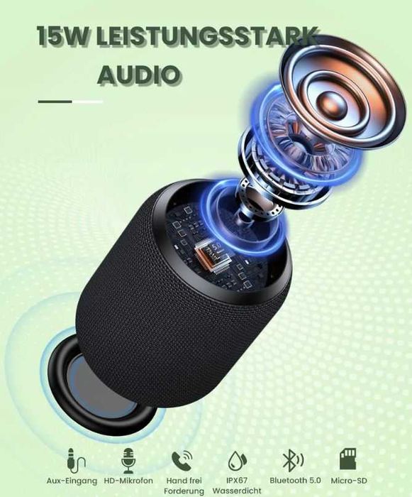 NOTABRICK Głośnik Bluetooth bezprzewodowy mały wodoszczelny 15h