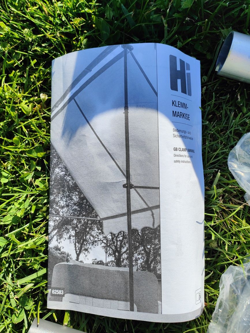 HI markiza mobilna 200x120cm szara na taras/ do ogrodu