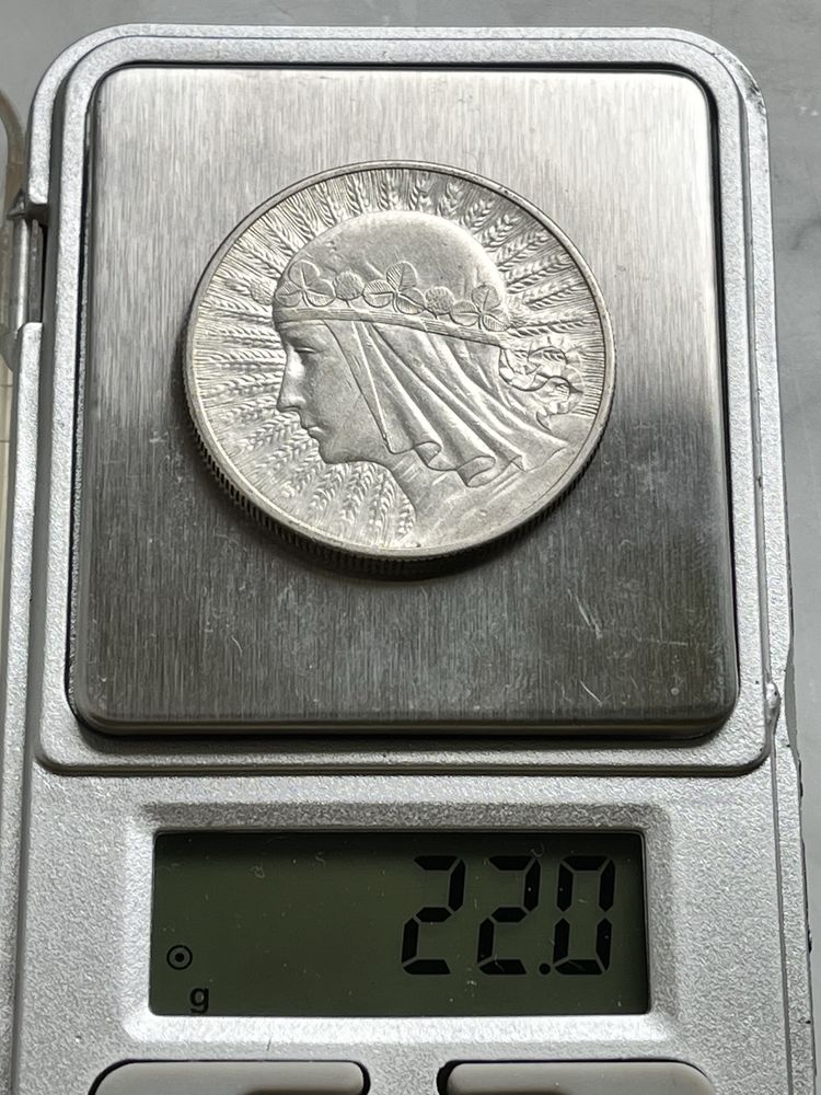 10zł 1932r, głowa kobiety. Srebrna moneta w pieknym stanie