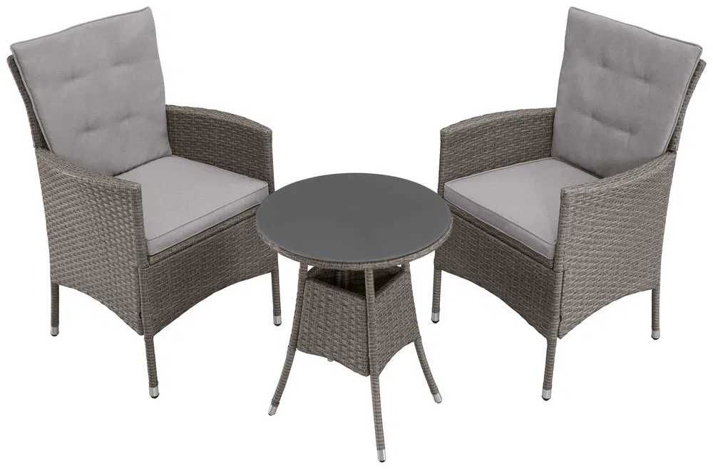 Meble ogrodowe Milan Konifera 2 fotele + stół 50 cm, polirattan