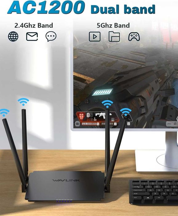 WAVLINK AC1200 Wireless WiFi Router, 5GHz+2.4GHz Dual Band WiFi