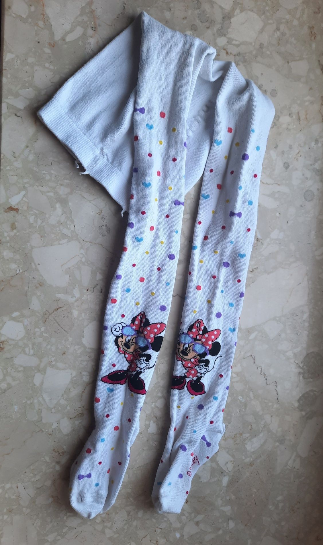 Rajstopy dla dziewczynki Myszka Miki kolorowe kropki Disney r. 122/128