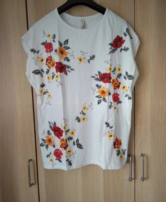 Bluzka bawełniana kwiaty plus size 46 3xl