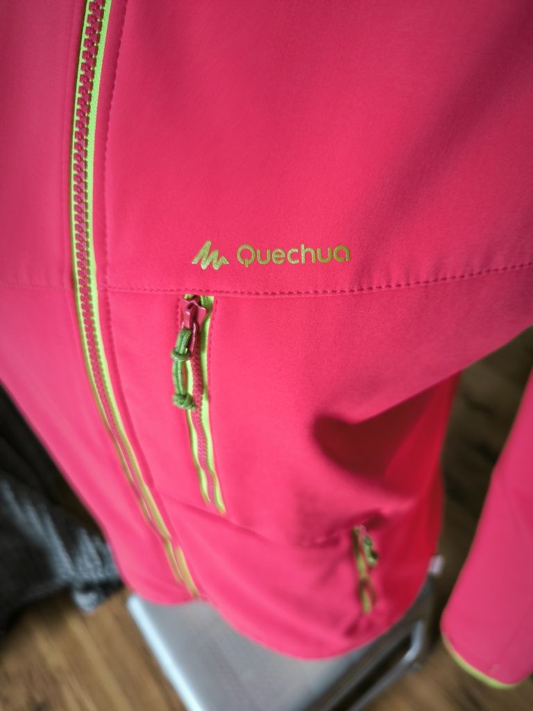 Quechua softshell damski XS/S różowy na polarze z kapturem