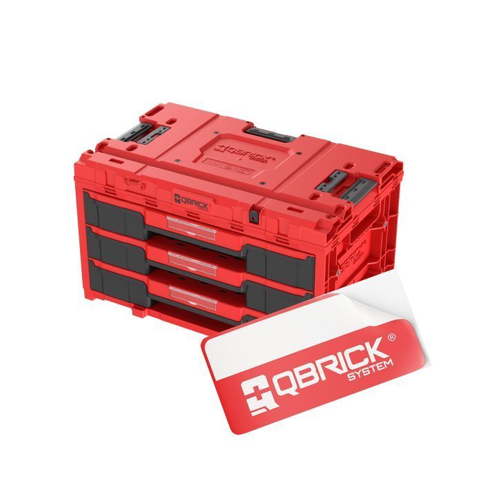 Skrzynka Qbrick System ONE Drawer 3 Toolbox 2.0 Red Ultra HD szuflady