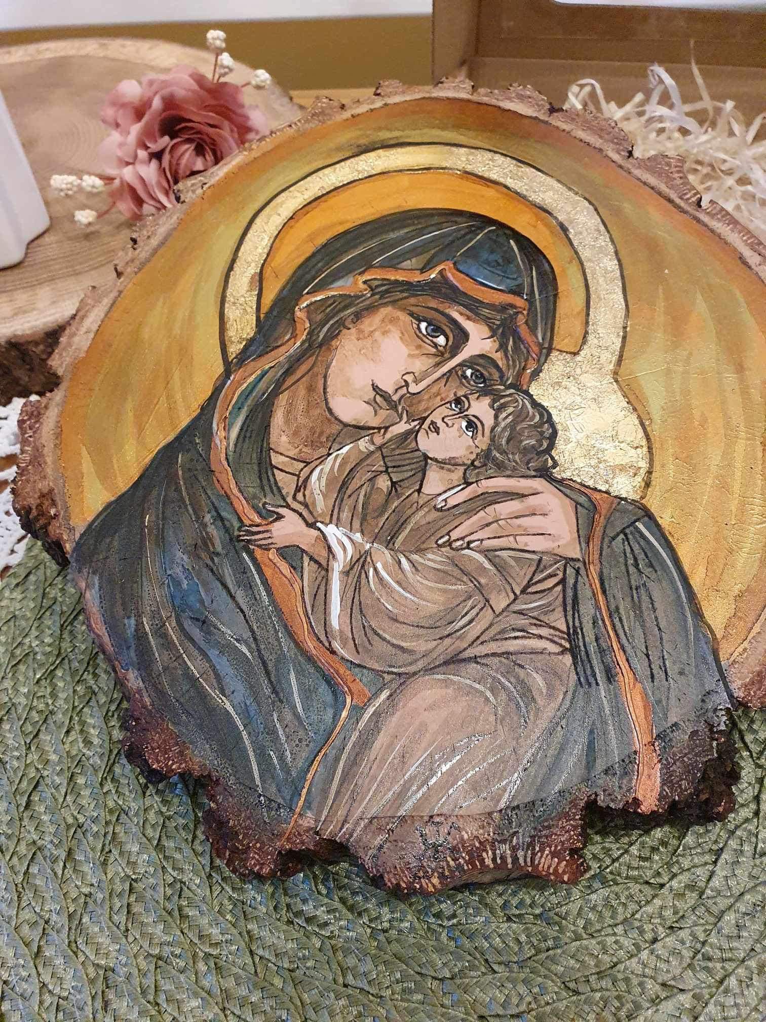 Obraz malowany ręcznie /Maryja z dzieciątkiem