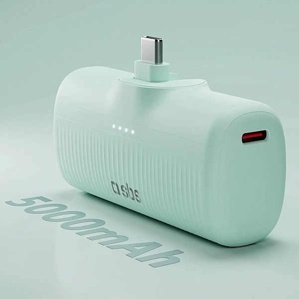 Powerbank SBS EcoPower 5000 mAh 10W z wbudowanym portem USB-C - zielon