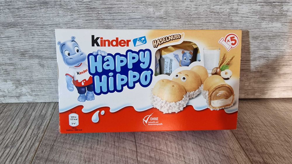 Niemieckie Kinder Happy Hippo Białe