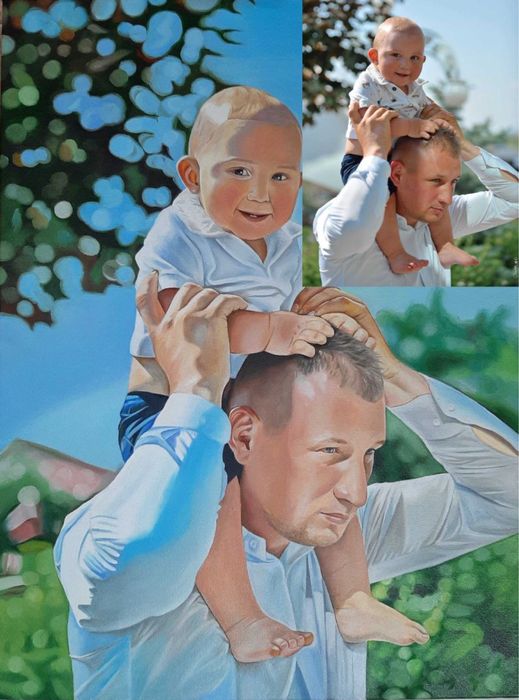 Портрет олівцем / фарбою на холсті на замовлення ручна робота