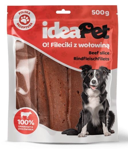 Smaczny przysmak przekąska dla psów - IdeaPet Fileciki z wołowiną 500g