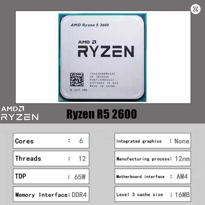 AMD Ryzen 5 2600 (6 ядер/12 потоків)