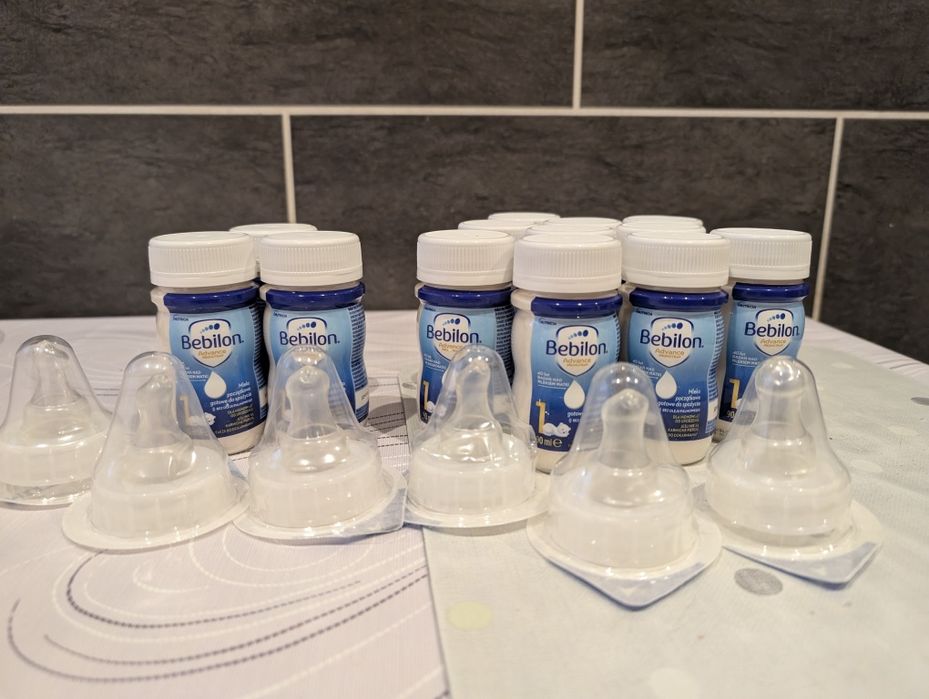 Bebilon Advance 1 butelka gotowe 13 sztuk + smoczki