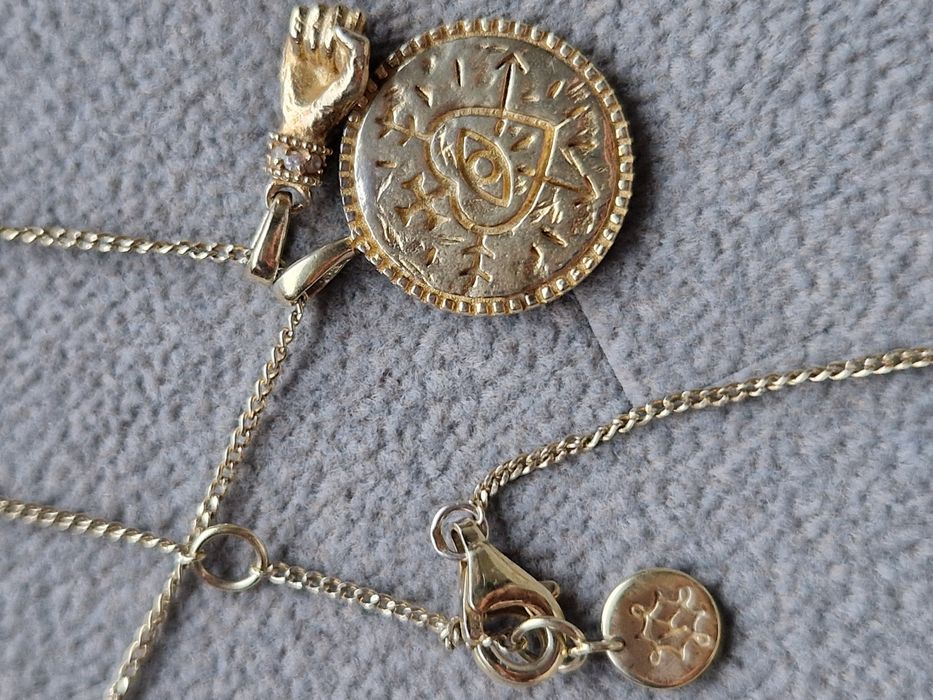 Naszyjnik medalion Ania Kruk piesc Oko proroka Serce srebro 925 złoto