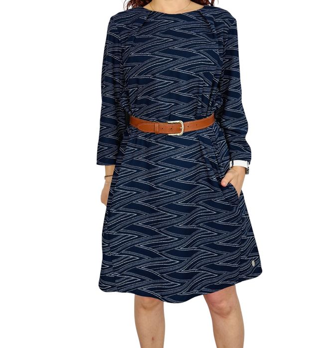 Granatowa sukienka z geometrycznym wzorem XL 42