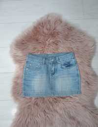 Spódnica spódniczka mini jeansowa jeans dżinsowa denim XS 34
