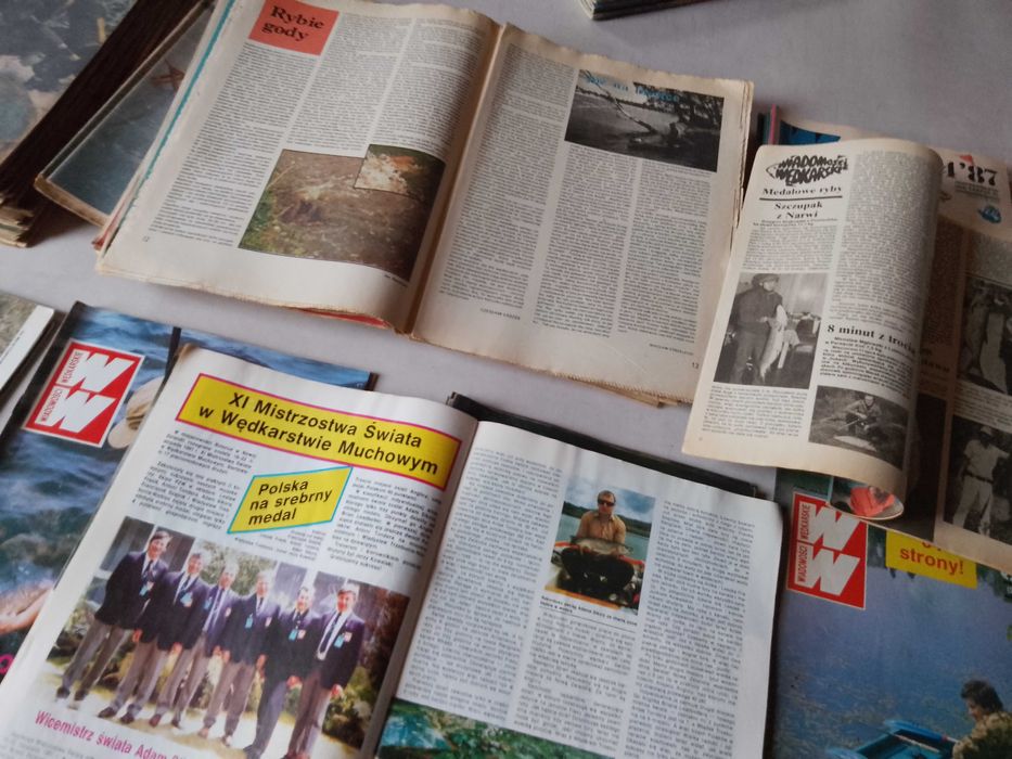 "Wiadomości Wędkarskie" archiwalne numery, zestaw 121 sztuk