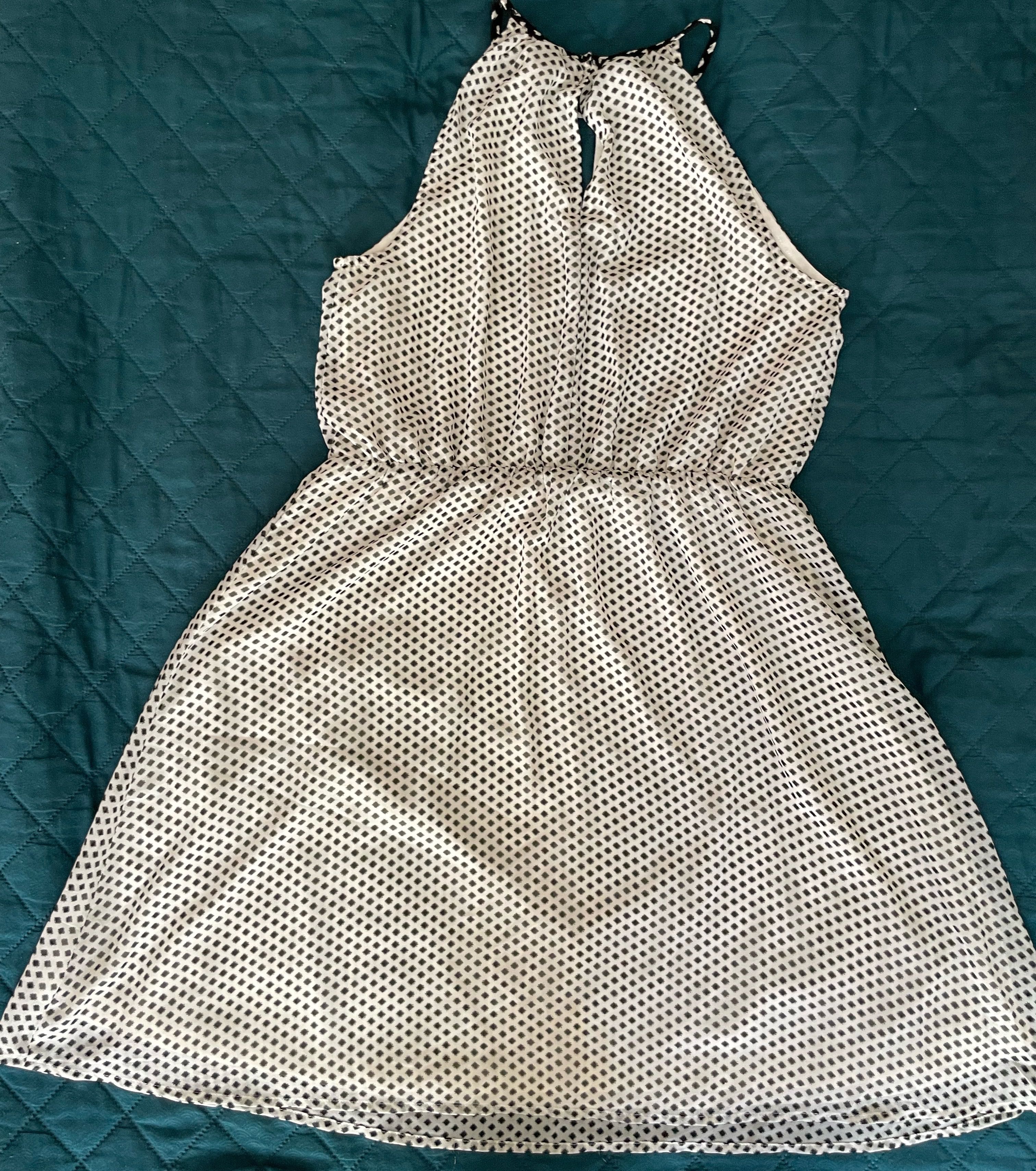 Sukienka biała w czarne kropki H&M r.42