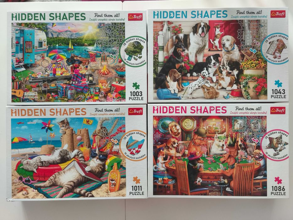 Puzzle hidden shapes zestaw 4x1000 elementów