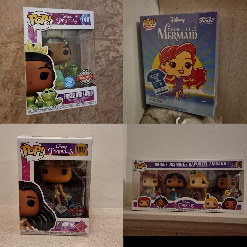 Funko pop Princesa Tiana Ariel Cinderela Rapunzel Pocahontas Moana etc