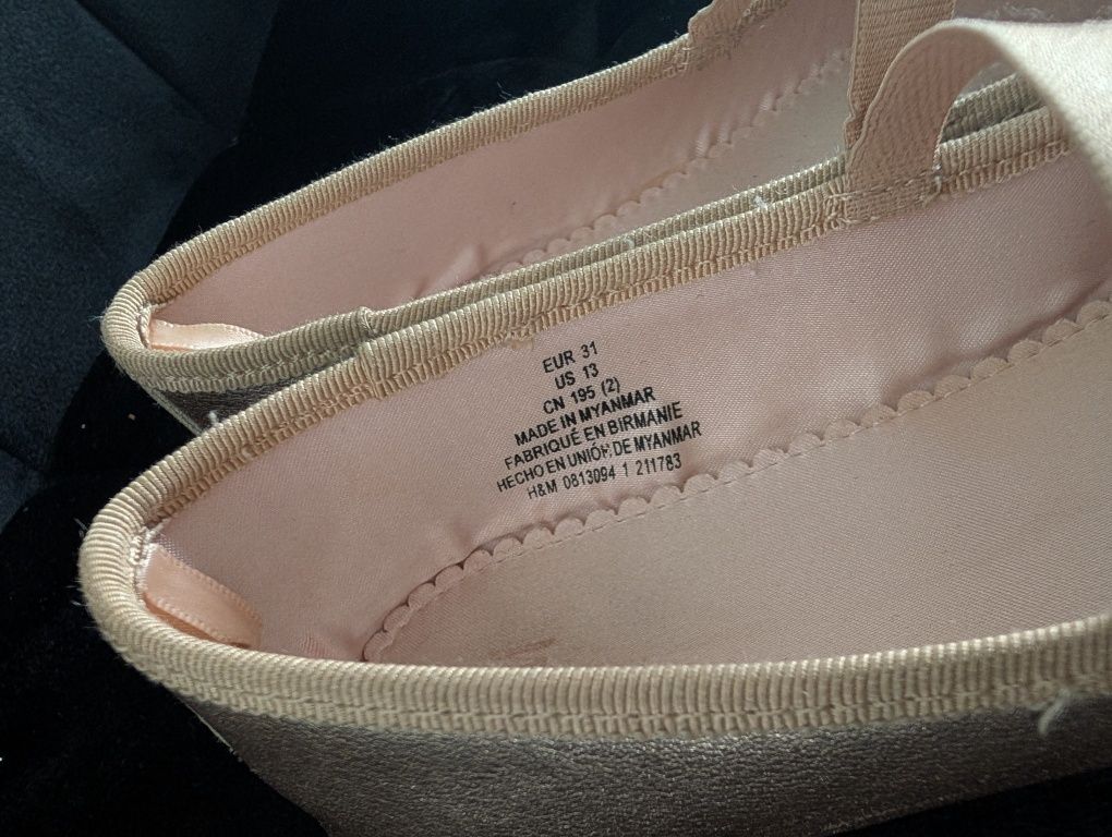 Złote baletki baleriny buty h&m rozmiar 31