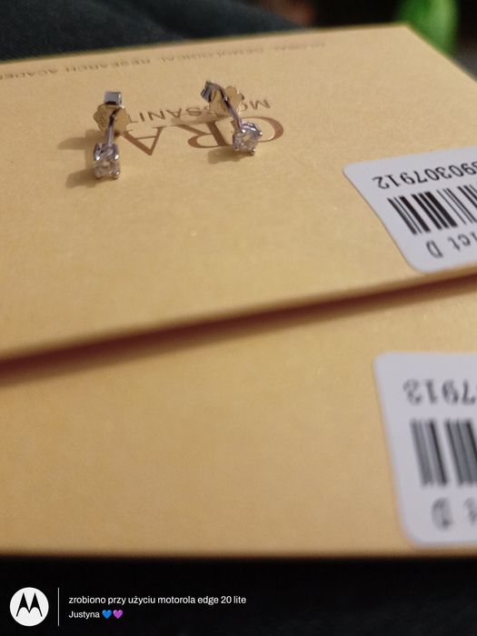Nowe kolczyki z moissanitem GRA 0,1 ct (3mm) srebro 925