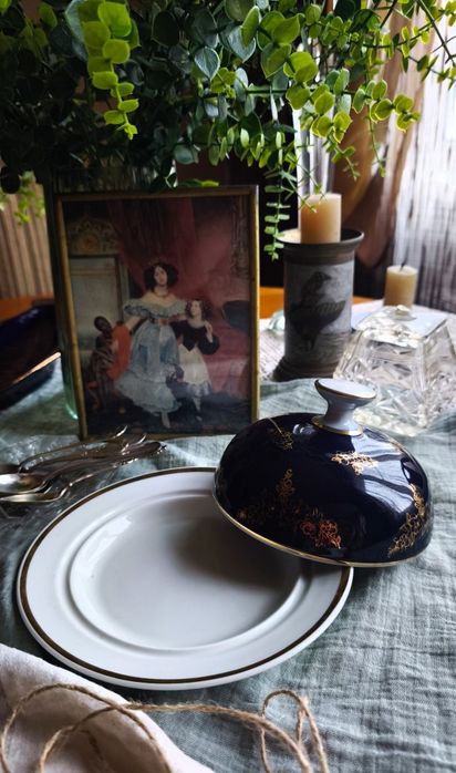 Масленка блюдо селедочница сахарница цукорниця кобальт посуда винтаж