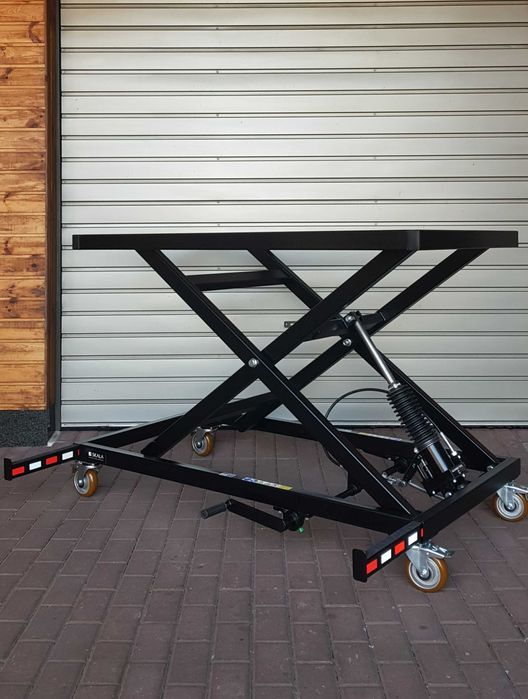 Stół roboczy warsztatowy, nożycowy DUO - pedały po bokach