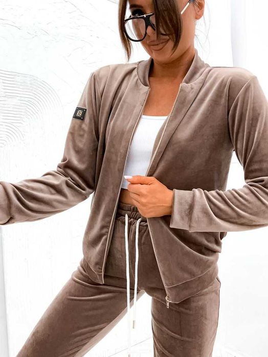 Dres welurowy rozpinany cappuccino Luxe MOON r. S/M