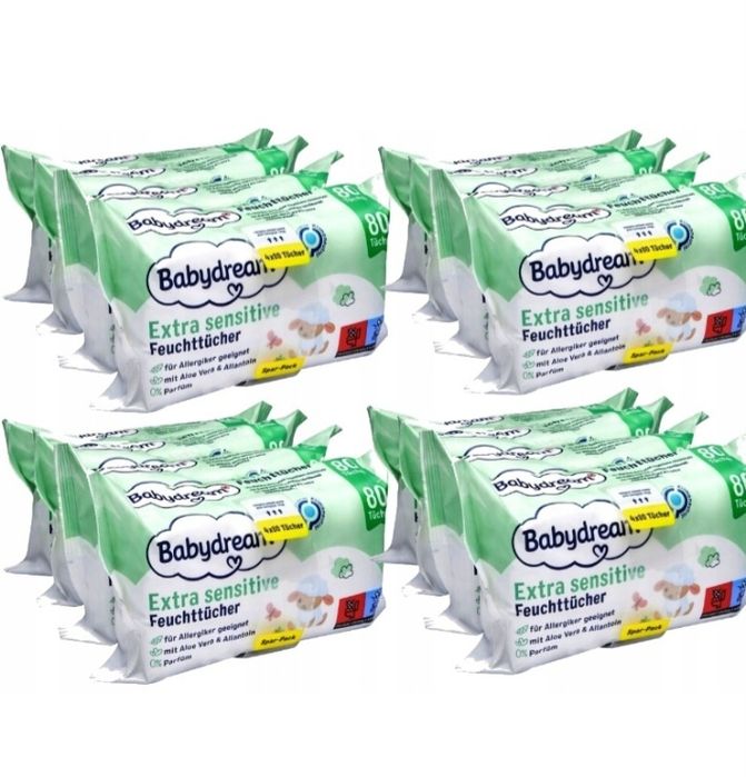 Babydream Extra Sensitiv 16x 80 sztuk chusteczki nawilżone z Niemiec