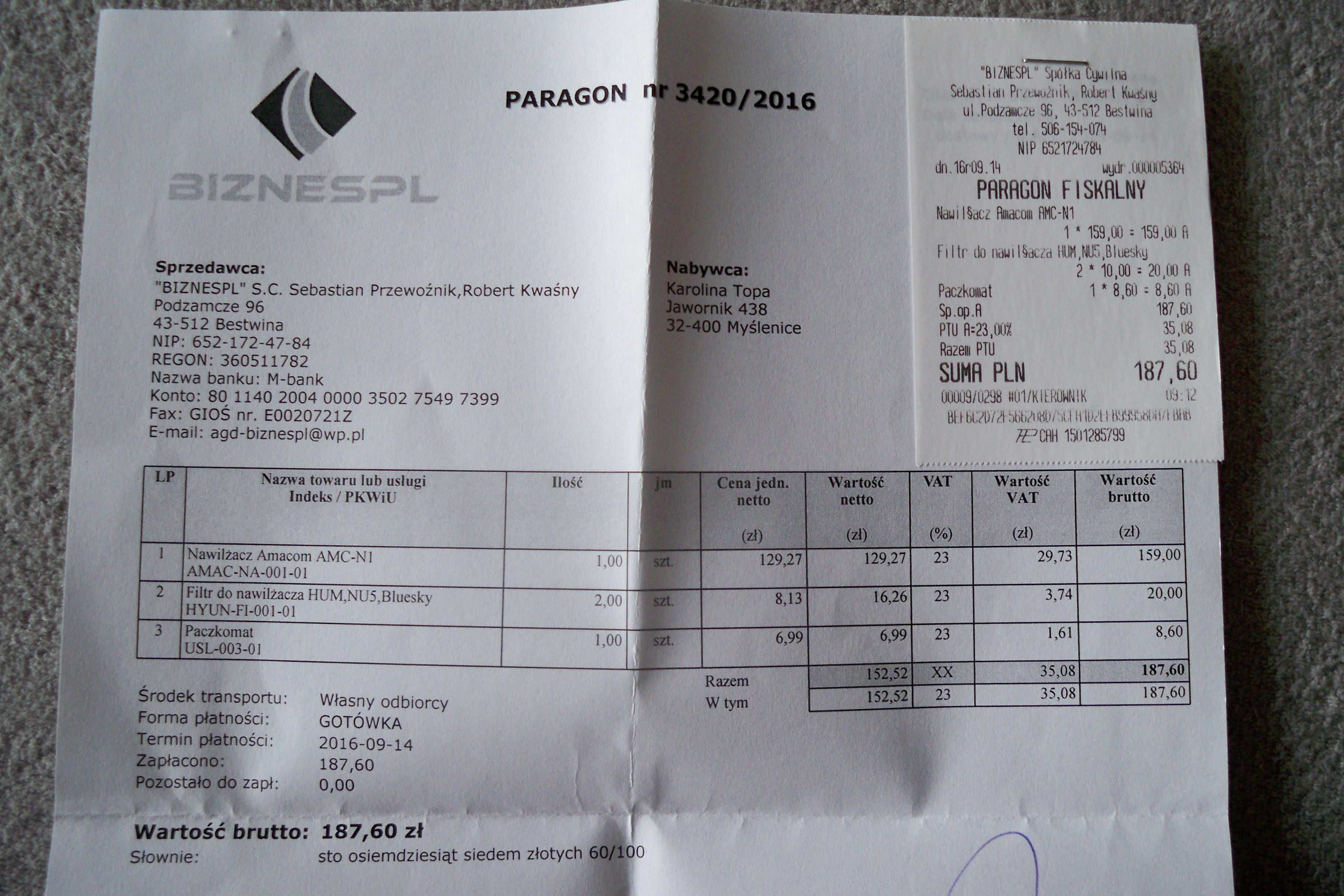 NAWILŻACZ ultradźwiękowy Amacom AMC N1 2 filtry