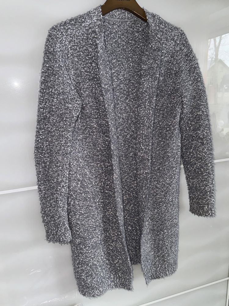 Sweter szary Gruby długi miły luźny Mohito S 36 40 l gruby