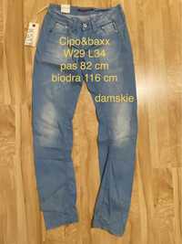 Cipo & baxx W29 L34 damskie spodnie jeansy dżinsy niebieskie nowe