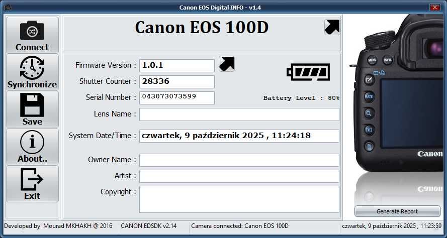 Lustrzanka Canon EOS 100D body ZESTAW przebieg 28k - świetny stan