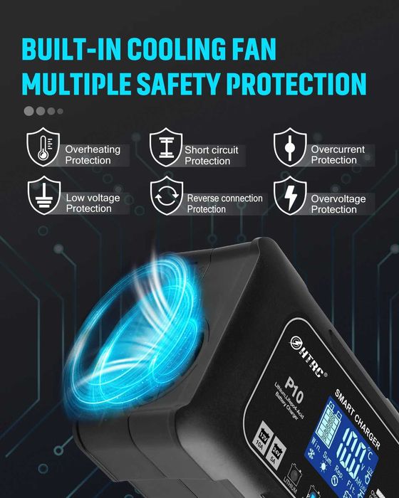 Smart автомобильное зарядное HTRC 12/24В 10/15/20/25/35А востановление