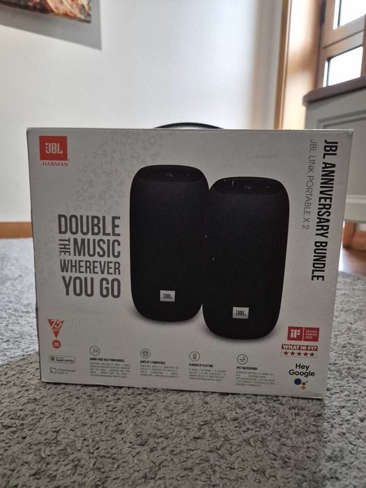 Pack original com duas colunas JBL Link Portable