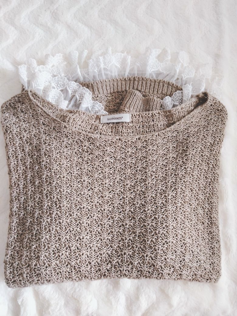 Camisola em linha bege da marca Guimanos