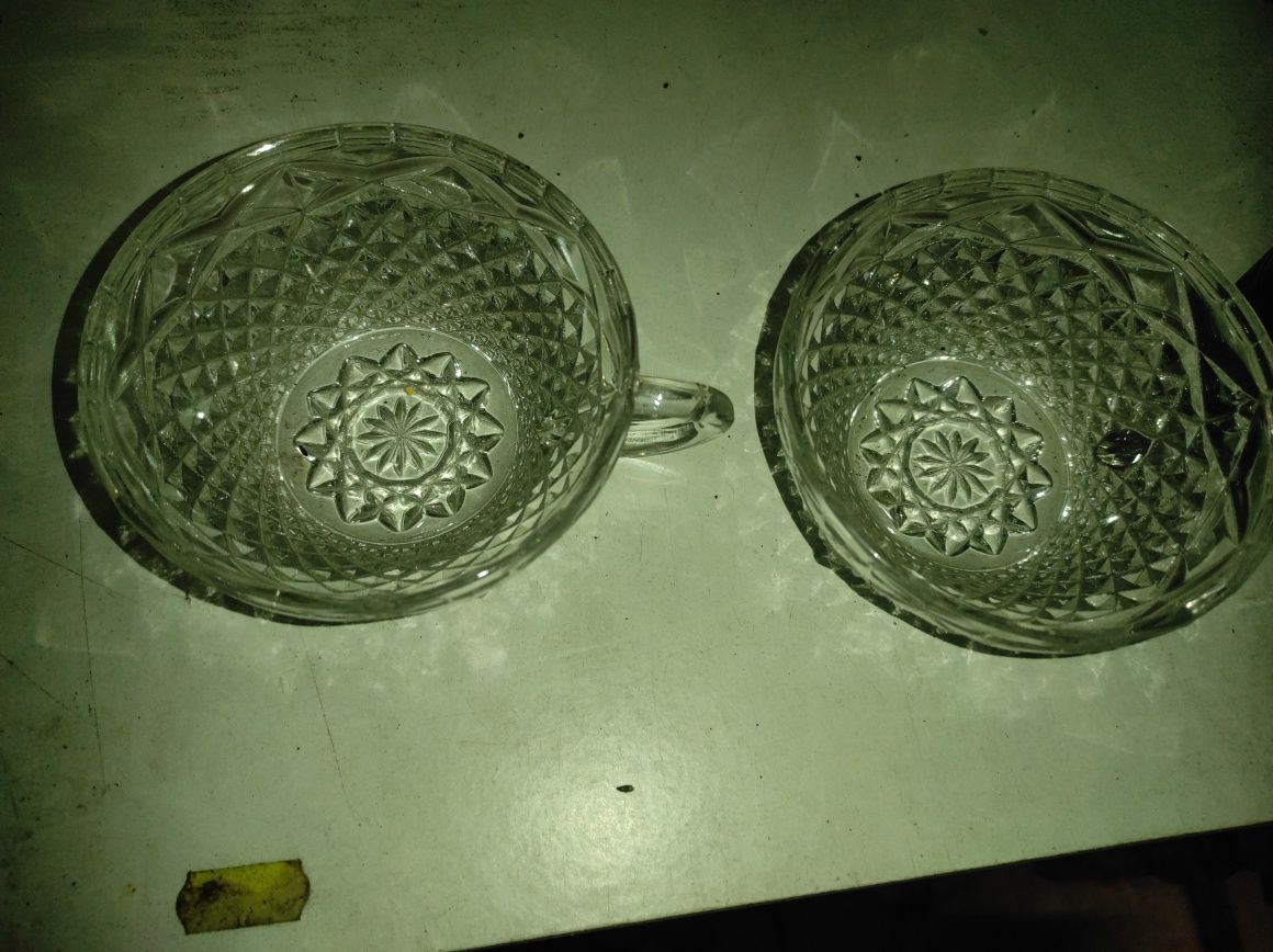 Dwie piękne Stare zabytkowe kryształowe filizanki prl antyk