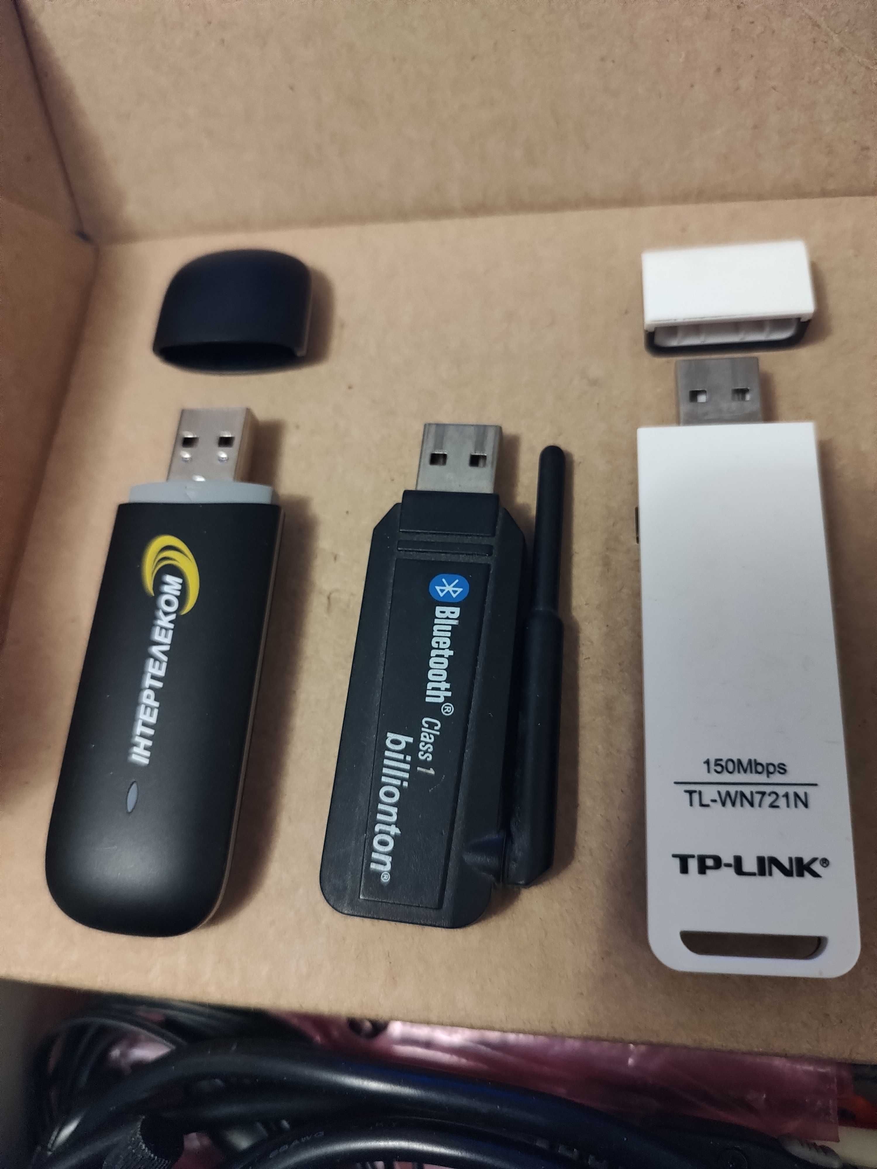 USB модем Huawei 3g, WiFi адаптер TP-LINK, Bluetooth billionton