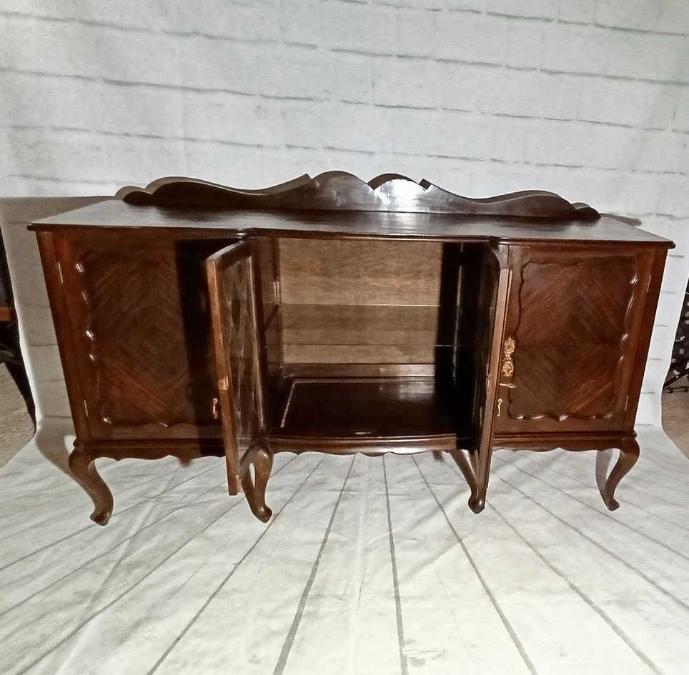 Aparador consola cristaleira estilo Queen Anne