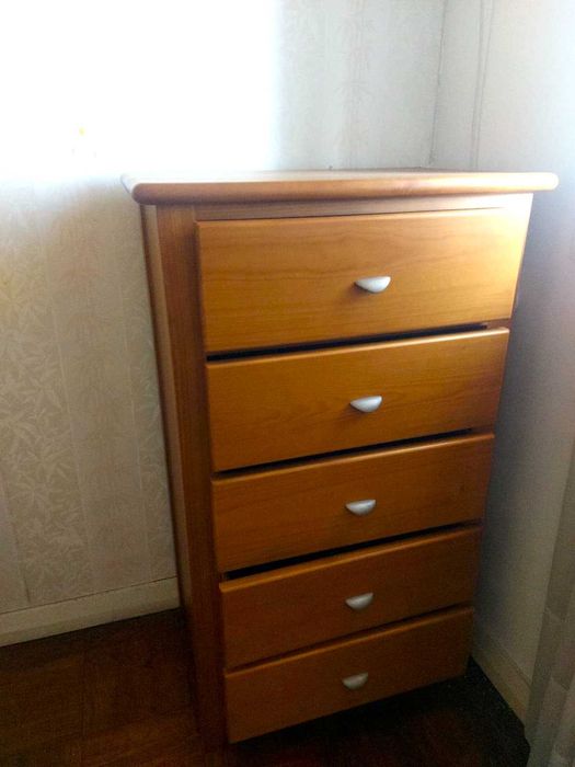 Conjunto de quarto - Cama Individual, Roupeiro, Estante, e Cómoda