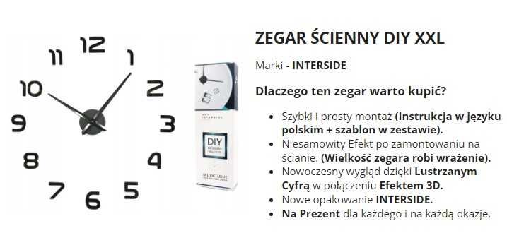 Zegar ścienny nowoczesny duży XXL 70-130 cm