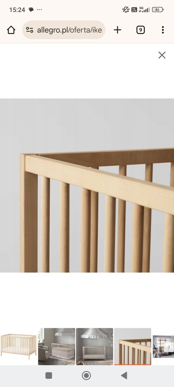 Nowe łóżeczko niemowlęce dziecięce drewniane IKEA 120×60 cm